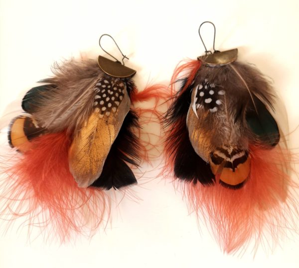 Boucles d'oreilles plumes naturelles